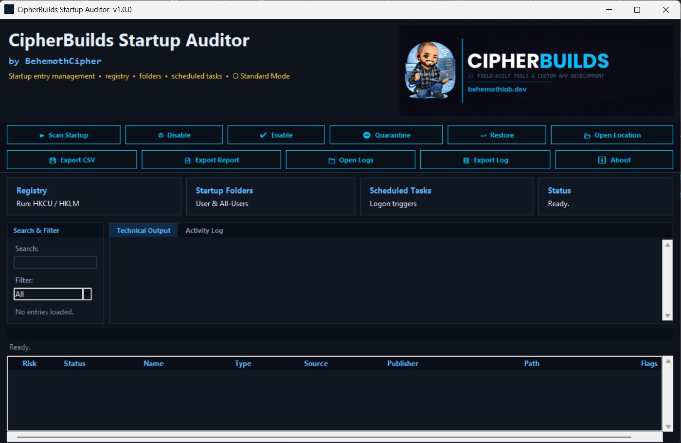 CipherBuilds Startup Auditor screenshot